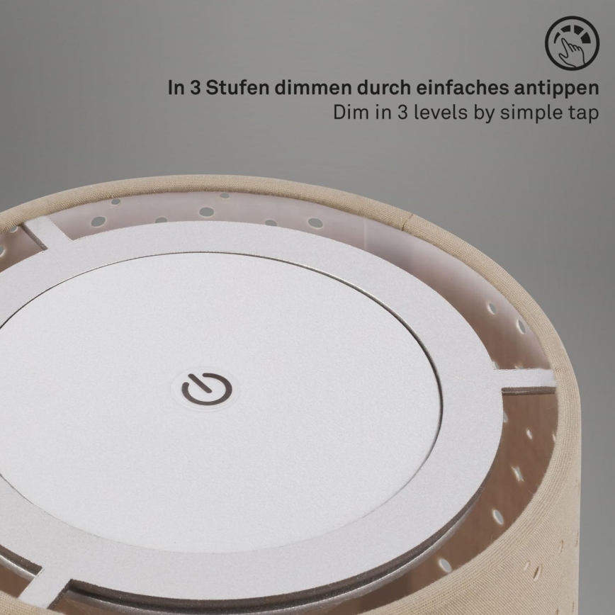 Brilo - LED Димируем акумулаторна екстериорна настолна лампа LOLE LED/3W/5V IP44 сребрист/бежов