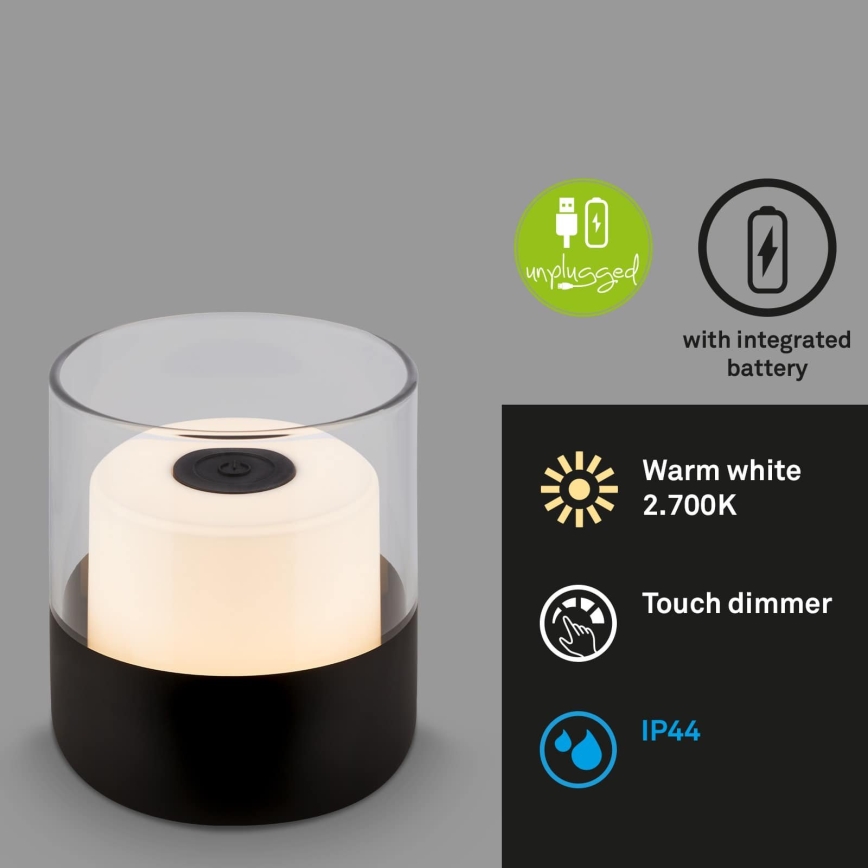 Brilo - LED димируема презареждаема настолна лампа за външна употреба LILET LED/2W/5V IP44