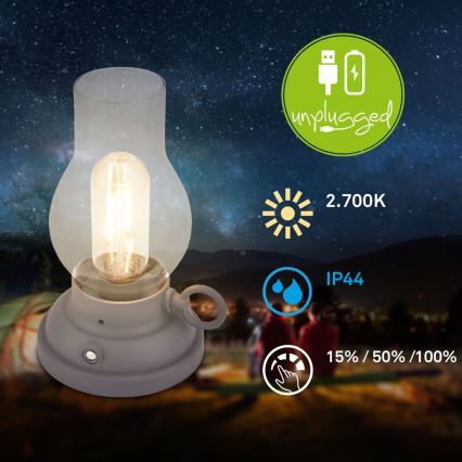 Brilo - LED димируема външна презареждаема настолна лампа KANEA LED/1,5W/5V IP44 1200 mAh антрацит
