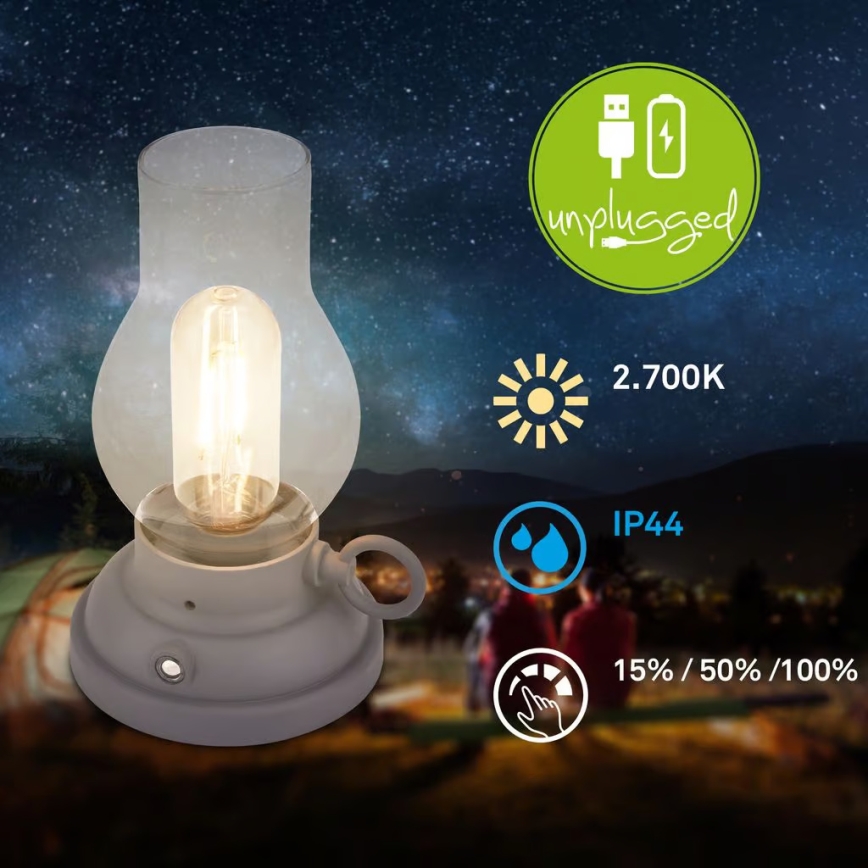 Brilo - LED димируема външна презареждаема настолна лампа KANEA LED/1,5W/5V IP44 1200 mAh антрацит
