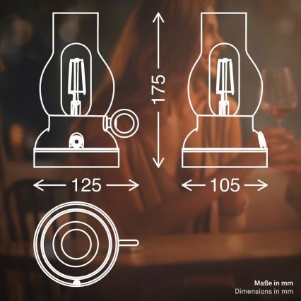Brilo - LED димируема външна презареждаема настолна лампа KANEA LED/1,5W/5V IP44 1200 mAh антрацит