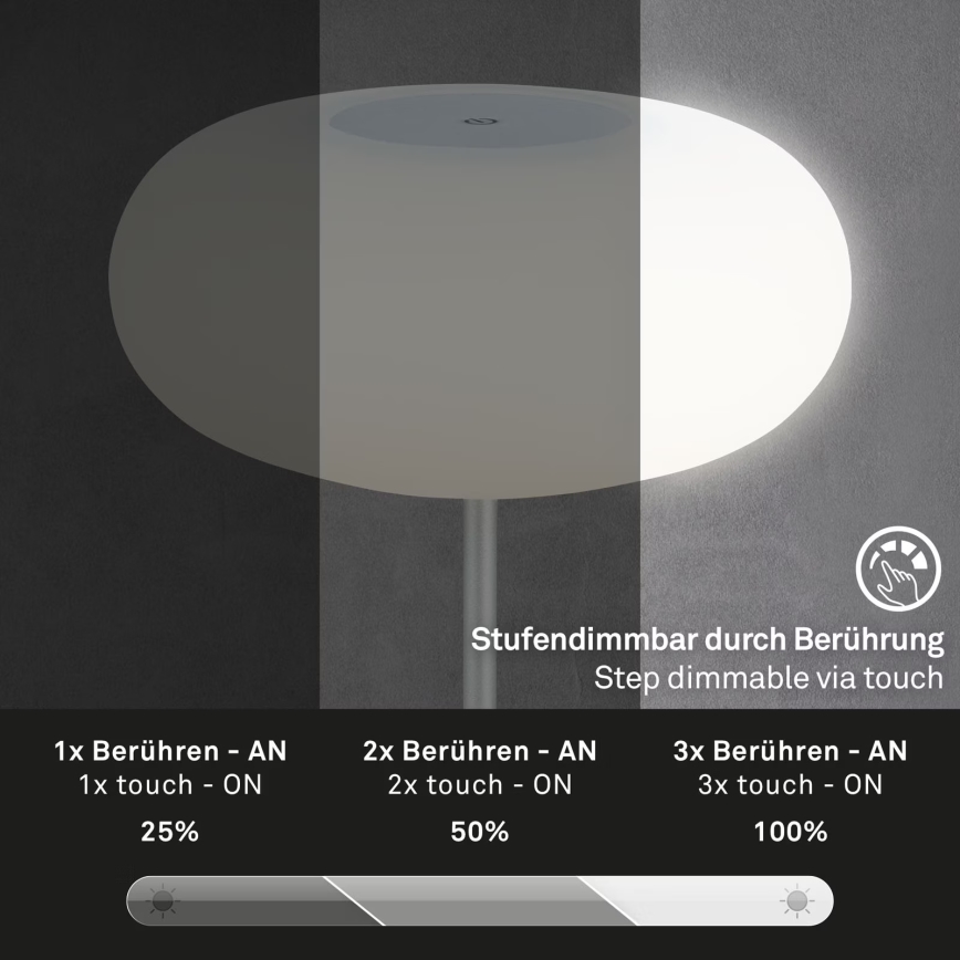 Brilo - LED димируема външна презареждаема настолна лампа OLANA LED/3W/5V IP44