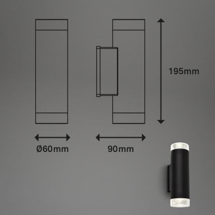 Brilo - LED Екстериорен аплик 2xGU10/4,7W/230V IP44 4000K черен