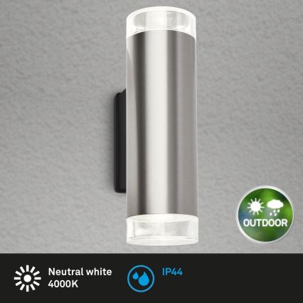 Brilo - LED Екстериорен аплик 2xGU10/4,7W/230V IP44 4000K матов хром