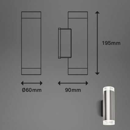 Brilo - LED Екстериорен аплик 2xGU10/4,7W/230V IP44 4000K матов хром