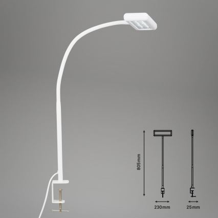 Brilo - LED Гъвкава настолна лампа с щипка TRASNA LED/7,5W/230V бял