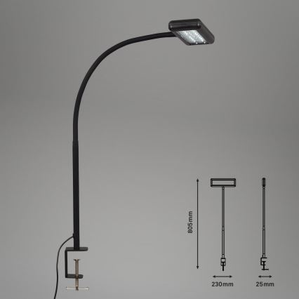 Brilo - LED Гъвкава настолна лампа с щипка TRASNA LED/7,5W/230V черен