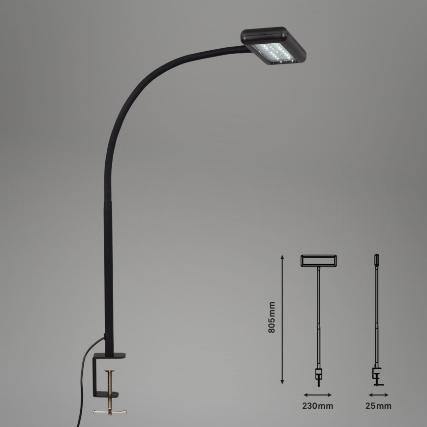 Brilo - LED Гъвкава настолна лампа с щипка TRASNA LED/7,5W/230V черен