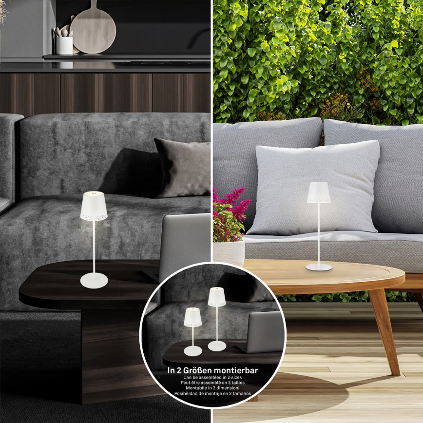 Brilo - Димируема презареждаема сензорна настолна лампа за външна употреба KIKI LED/2,6W/5V IP44 2600 mAh бяла