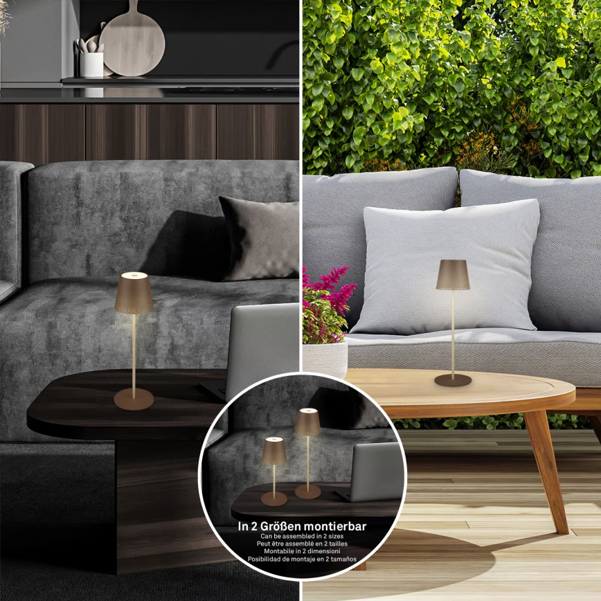 Brilo - LED димируема презареждаема сензорна външна настолна лампа KIKI LED/2,6W/5V IP44 2600 mAh кафява