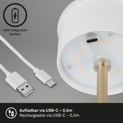 Brilo - LED димируема презареждаема сензорна външна настолна лампа KIKI LED/2,6W/5V IP44 2600 mAh кафява
