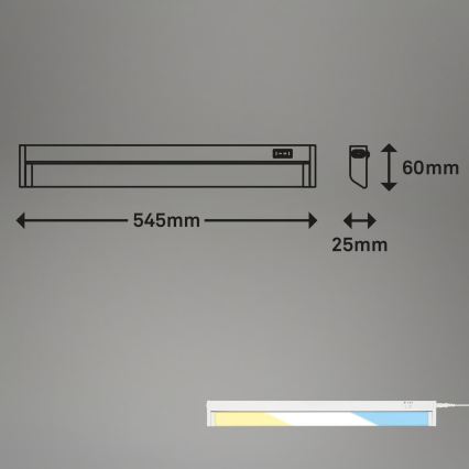 Brilo - LED осветително тяло за монтаж под кухненски шкаф LED/6W/230V 2700/4000/6500K 54,5 cm бяло