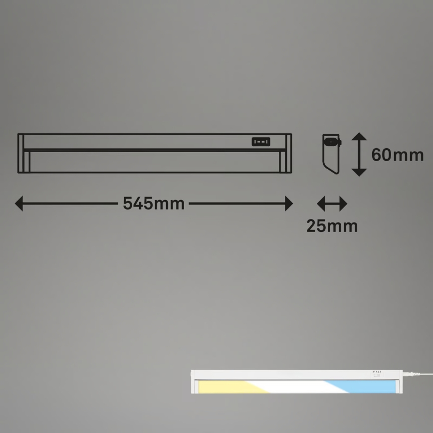Brilo - LED осветително тяло за монтаж под кухненски шкаф LED/6W/230V 2700/4000/6500K 54,5 cm бяло