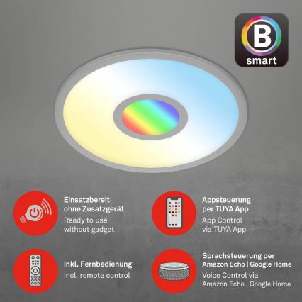 Brilo - LED RGB Димируем плафон CENTRO LED/24W/230V 2700-6500K Wi-Fi Tuya + дистанционно управление