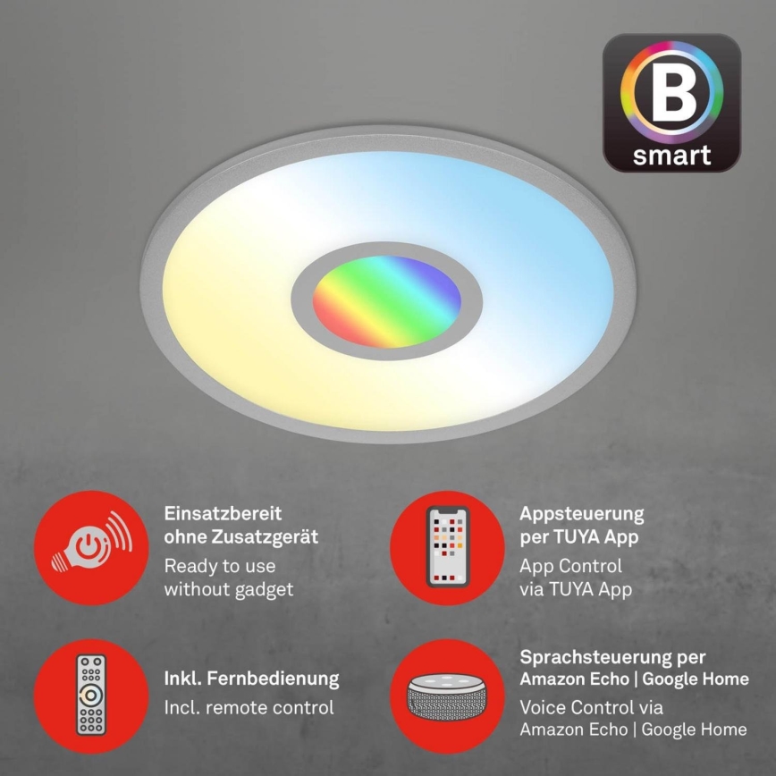 Brilo - LED RGB Димируем плафон CENTRO LED/24W/230V 2700-6500K Wi-Fi Tuya + дистанционно управление