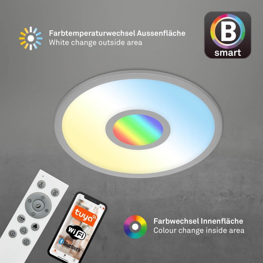 Brilo - LED RGB Димируем плафон CENTRO LED/24W/230V 2700-6500K Wi-Fi Tuya + дистанционно управление