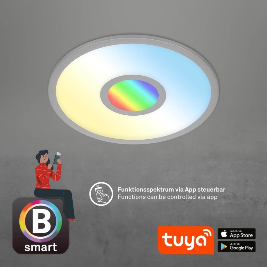 Brilo - LED RGB Димируем плафон CENTRO LED/24W/230V 2700-6500K Wi-Fi Tuya + дистанционно управление