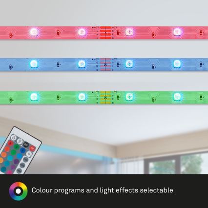 Brilo - LED RGB Димируема лента 11,5 м LED/24W/230V + дистанционно управление