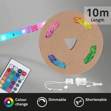 Brilo - LED RGB Димируема лента 11,5 м LED/24W/230V + дистанционно управление