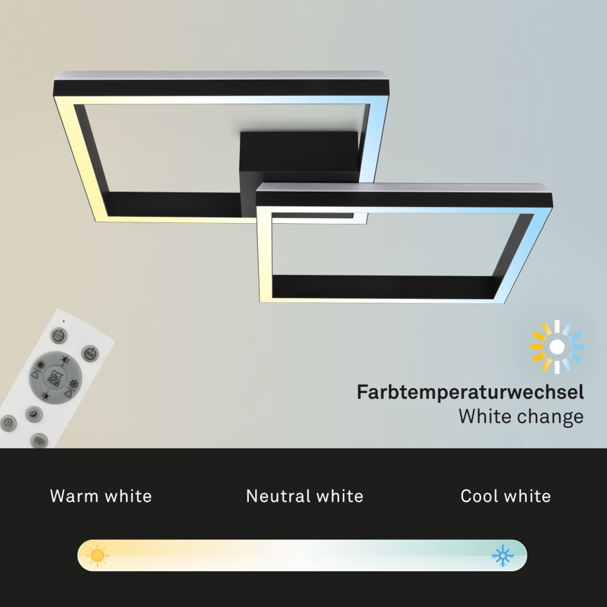 Brilo - LED RGBW Димируем полилей за повърхностен монтаж FRAME 2xLED/17W/230V 2700-6500K + дистанционно управление