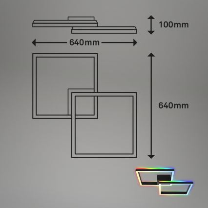 Brilo - LED RGBW Димируем полилей за повърхностен монтаж FRAME 2xLED/17W/230V 2700-6500K + дистанционно управление