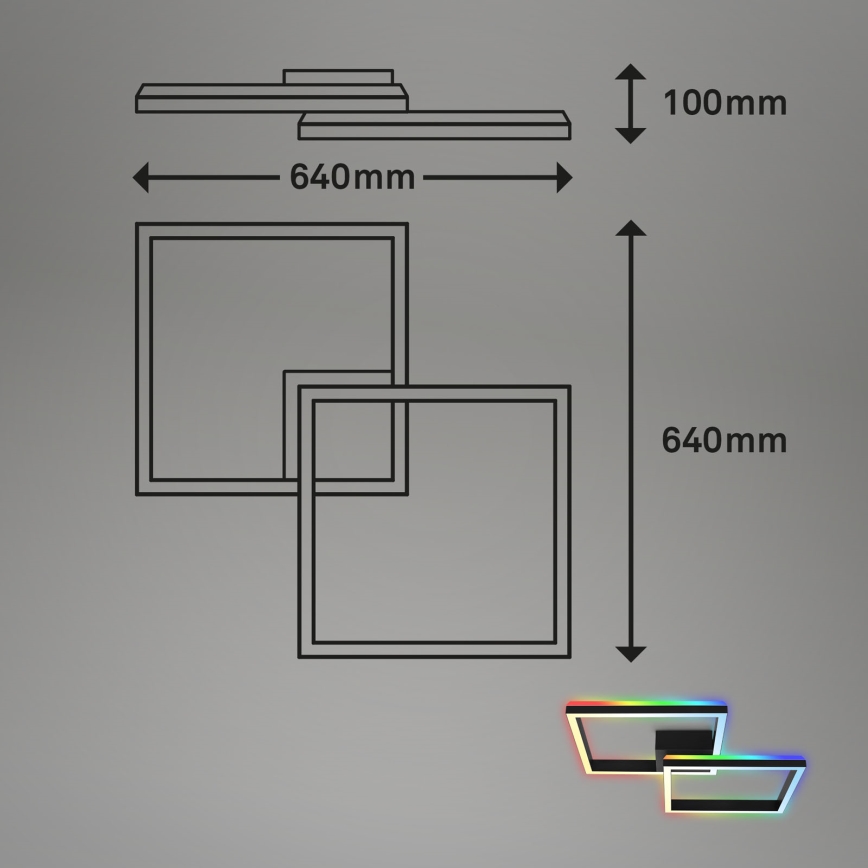 Brilo - LED RGBW Димируем полилей за повърхностен монтаж FRAME 2xLED/17W/230V 2700-6500K + дистанционно управление