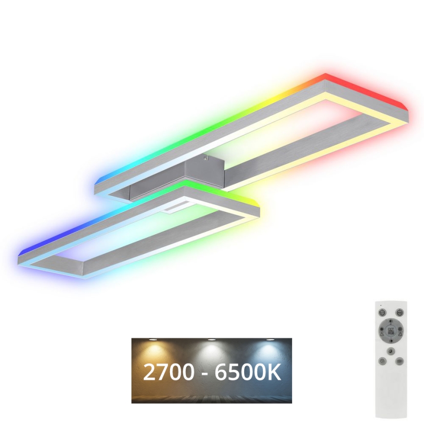 Brilo - LED RGBW Димируем полилей за повърхностен монтаж FRAME 2xLED/21W/230V 2700-6500K + дистанционно управление