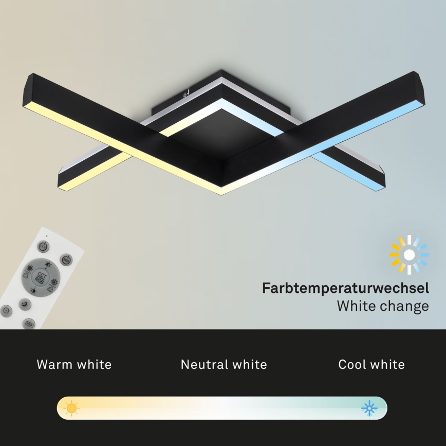 Brilo - LED RGBW Димируем полилей за повърхностен монтаж FRAME 2xLED/9W/230V 2700-6500K + дистанционно управление