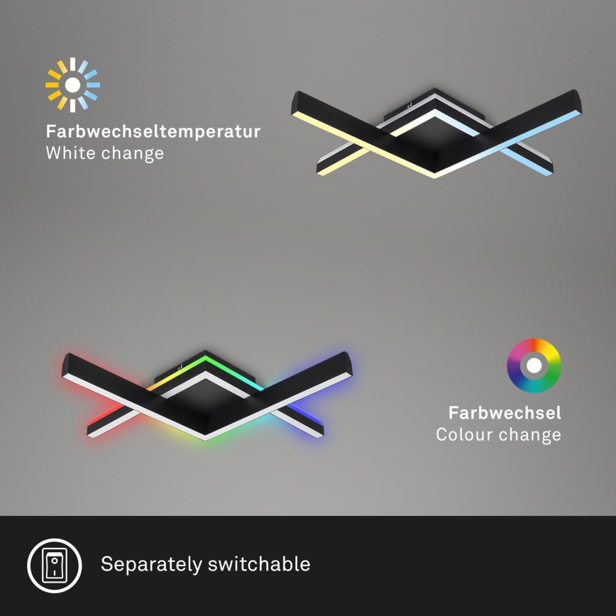 Brilo - LED RGBW Димируем полилей за повърхностен монтаж FRAME 2xLED/9W/230V 2700-6500K + дистанционно управление