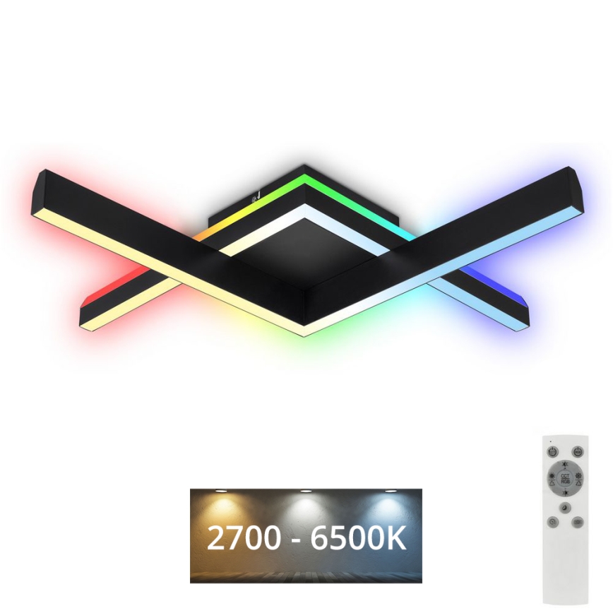 Brilo - LED RGBW Димируем полилей за повърхностен монтаж FRAME 2xLED/9W/230V 2700-6500K + дистанционно управление