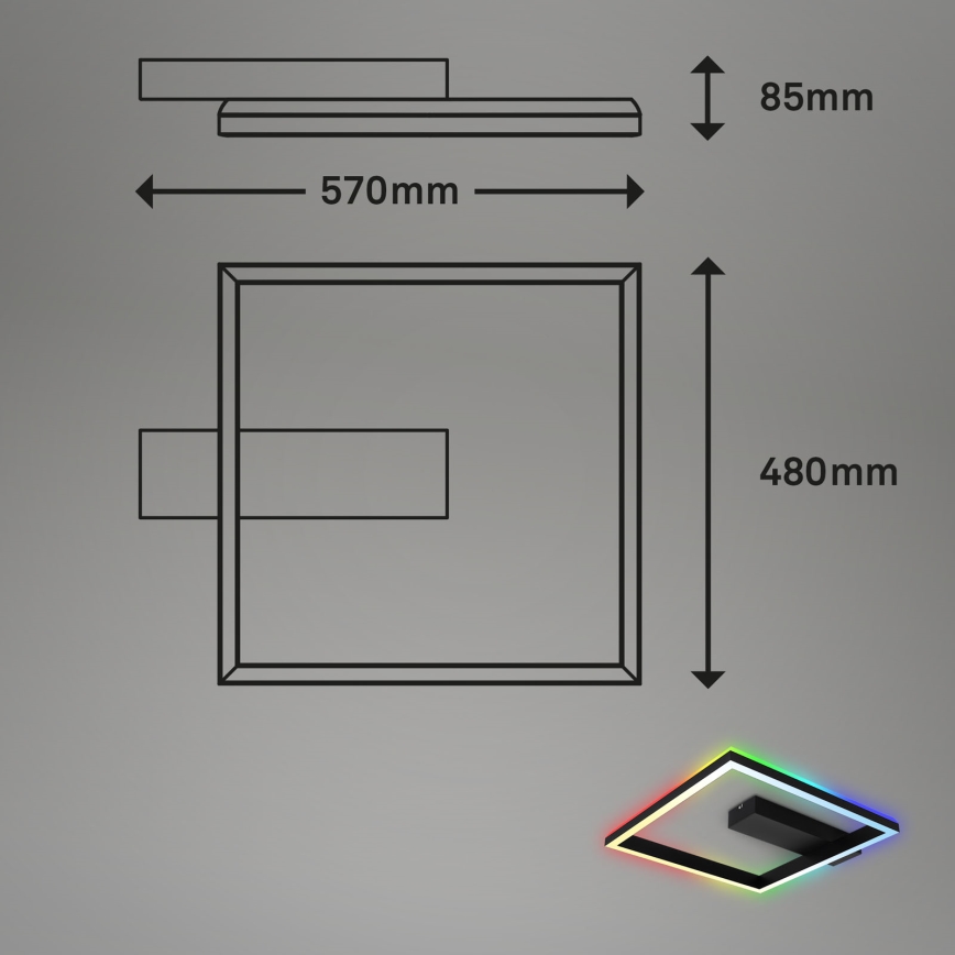 Brilo - LED RGBW Димируем полилей за повърхностен монтаж FRAME LED/18W/230V 2700-6500K + дистанционно управление