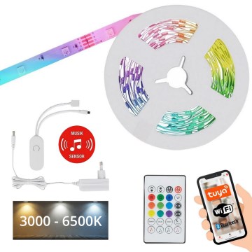 Brilo - LED RGBW Димируема лента MUSIC 6,65 м LED/18W/230V Wi-Fi Tuya + дистанционно управление