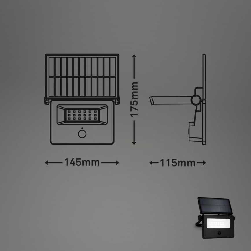 Brilo - LED соларен прожектор със сензор LED/5W/5,5V IP54 1200 mAh