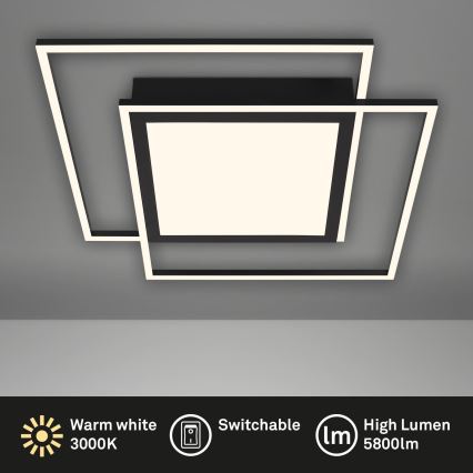 Brilo - LED таванно осветително тяло 2xLED/16W/230V + LED/19W 51,5x51,5 cm черно