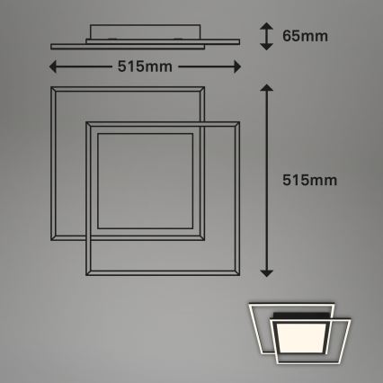 Brilo - LED таванно осветително тяло 2xLED/16W/230V + LED/19W 51,5x51,5 cm черно