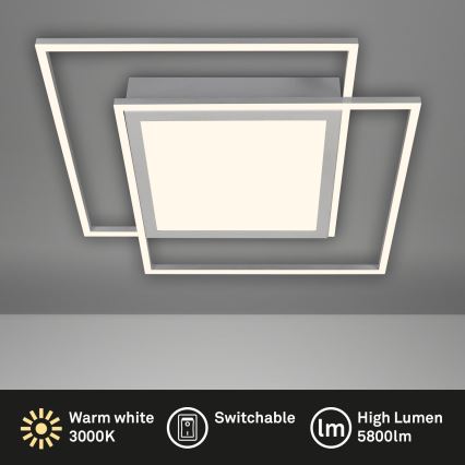 Brilo - LED таванно осветително тяло 2xLED/16W/230V + LED/19W 51,5x51,5 cm матов хром