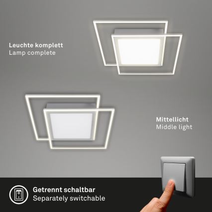 Brilo - LED таванно осветително тяло 2xLED/16W/230V + LED/19W 51,5x51,5 cm матов хром