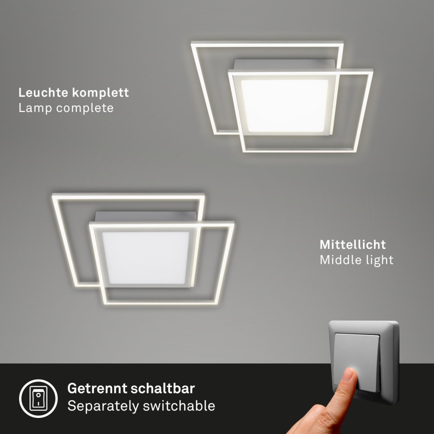 Brilo - LED таванно осветително тяло 2xLED/16W/230V + LED/19W 51,5x51,5 cm матов хром