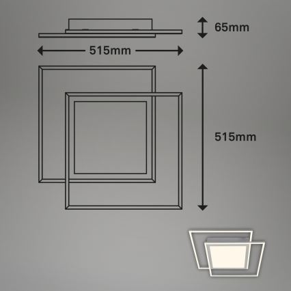 Brilo - LED таванно осветително тяло 2xLED/16W/230V + LED/19W 51,5x51,5 cm матов хром