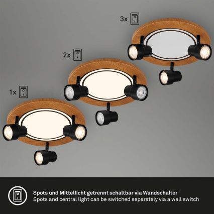 Brilo - LED таванно осветително тяло LED/12W/230V + 3xGU10/9W 3000K
