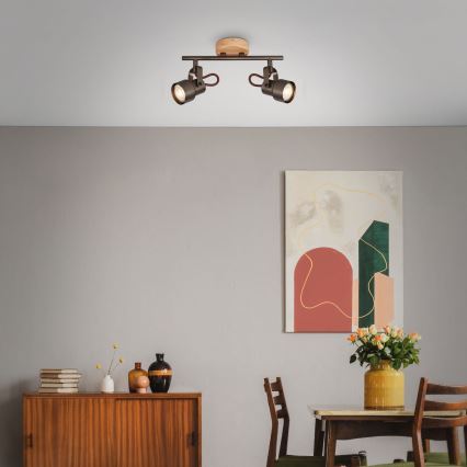 Brilo - LED точково осветително тяло TAHUN 2xGU10/5W/230V кафяво