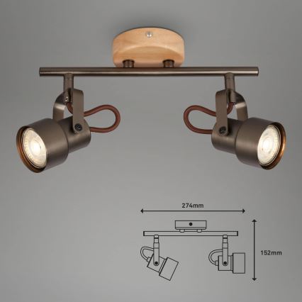 Brilo - LED точково осветително тяло TAHUN 2xGU10/5W/230V кафяво