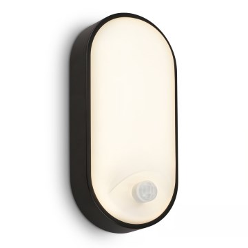 Brilo - LED външен стенен осветител със сензор за движение и сумрак RUCH LED/12W/230V IP65 черен