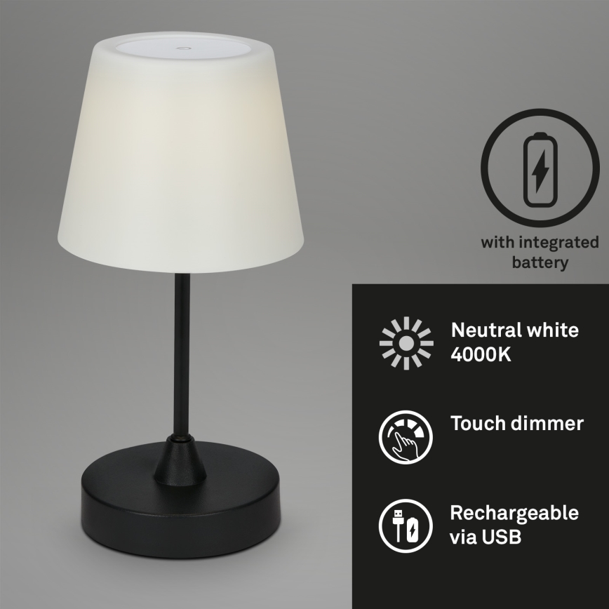 Brilo - LED Външна регулируема презареждаема лампа LED/3W/5V IP44 2000 mAh