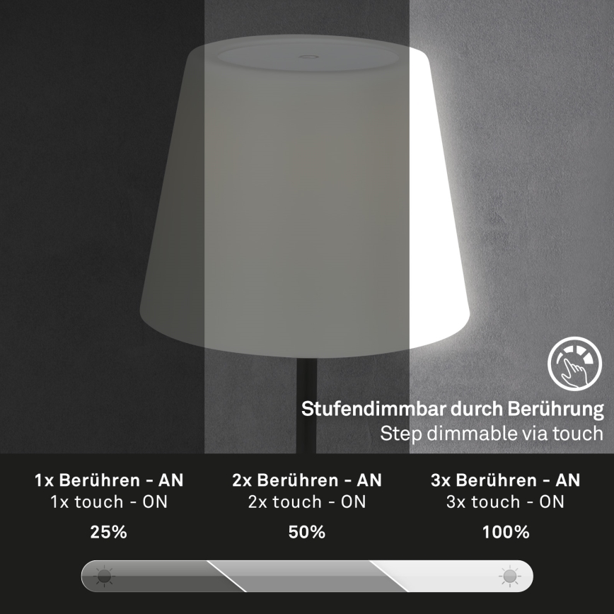Brilo - LED Външна регулируема презареждаема лампа LED/3W/5V IP44 2000 mAh