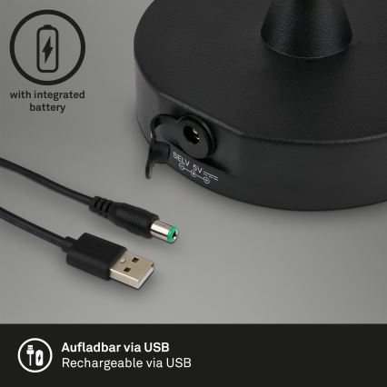 Brilo - LED Външна регулируема презареждаема лампа LED/3W/5V IP44 2000 mAh