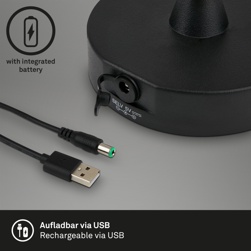 Brilo - LED Външна регулируема презареждаема лампа LED/3W/5V IP44 2000 mAh