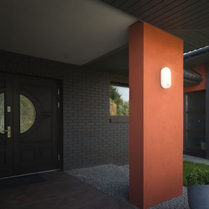 Brilo - LED външно стенно осветително тяло със сензор за движение и сумрак RUCH LED/12W/230V IP65 бяло