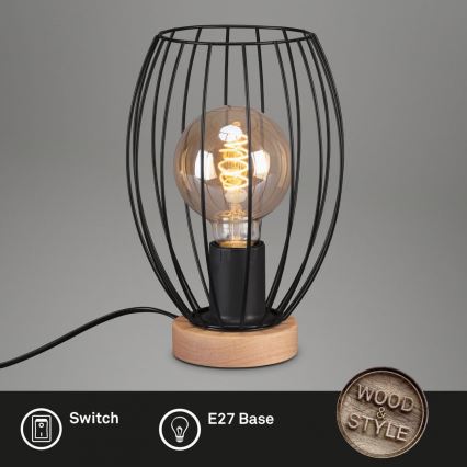 Brilo - Настолна лампа WAKTU 1xE27/25W/230V каучуково дърво