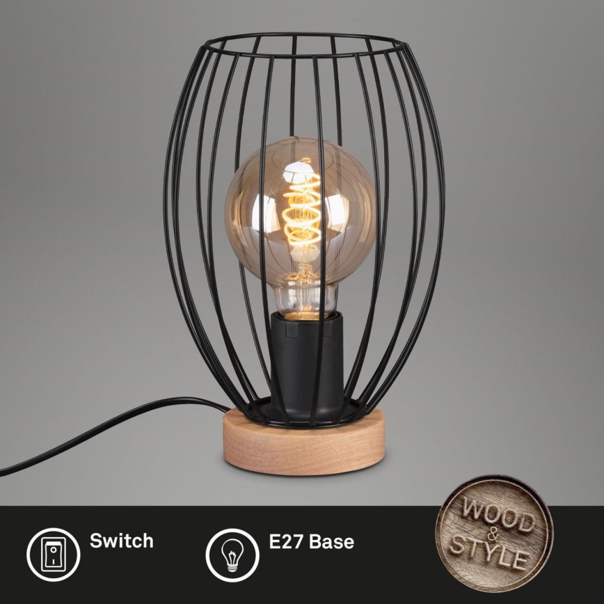 Brilo - Настолна лампа WAKTU 1xE27/25W/230V каучуково дърво